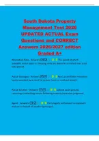 South Dakota Property&NewLine;Management Test 2026&NewLine;UPDATED ACTUAL Exam&NewLine;Questions and CORRECT&NewLine;Answers 2026&sol;2027 edition&NewLine;Graded A&plus;