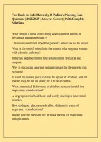 Test Bank for Safe Maternity & Pediatric Nursing Care Questions &vert; 2026&sol;2027 &vert; Answers Correct &vert; With Complete Solutions
