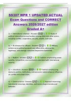 SS307 WPR 1 UPDATED ACTUAL&NewLine;Exam Questions and CORRECT&NewLine;Answers 2026&sol;2027 edition&NewLine;Graded A&plus;&NewLine;L1 &mdash; International relations - Answers  Study of&NewLine;political interactions across borders among states and other actors&comma;&NewLine;including conflict&comma; cooperation&comma; security