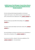 Suffolk County Food Managers Course Exam Newest &NewLine;2026&sol;2027 Questions and Correct Detailed Answers &NewLine;Already Graded A&plus; 
