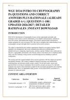 Wgu D334 Intro To Cryptography &NewLine;Pa Questions And Correct &NewLine;Answers Plus Rationale &lpar;Already &NewLine;Graded A&plus;&rpar; &vert; Question 1&ndash;100 &vert; &NewLine;Updated 2026&sol;2027 &vert; Detailed &NewLine;Rationales &vert; Instant Download &NewLine;