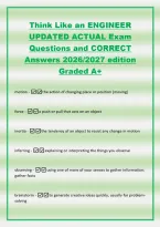 Think Like an ENGINEER&NewLine;UPDATED ACTUAL Exam&NewLine;Questions and CORRECT&NewLine;Answers 2026&sol;2027 edition&NewLine;Graded A&plus;