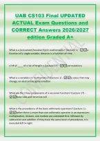 UAB CS103 Final UPDATED&NewLine;ACTUAL Exam Questions and&NewLine;CORRECT Answers 2026&sol;2027&NewLine;edition Graded A&plus;