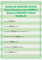 Unidad 3A UPDATED ACTUAL&NewLine;Exam Questions and CORRECT&NewLine;Answers 2026&sol;2027 edition&NewLine;Graded A&plus;