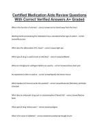 Certified Medication Aide Review Questions &NewLine;With Correct Verified Answers A&plus; Graded 