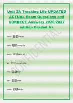 Unit 3A Tracking Life UPDATED&NewLine;ACTUAL Exam Questions and&NewLine;CORRECT Answers 2026&sol;2027&NewLine;edition Graded A&plus;