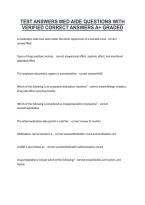 Test Answers Med Aide Questions With &NewLine;Verified Correct Answers A&plus; Graded 