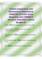 Vehicle Inspections and&NewLine;Maintenance Regulations&NewLine;UPDATED ACTUAL Exam&NewLine;Questions and CORRECT&NewLine;Answers 2026&sol;2027 edition&NewLine;Graded A&plus;&NewLine;FMCSRs -Federal regulations for commerc