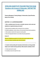 Stedi&period;org Substitute Teacher Practice Exam &NewLine;Questions With Answers & Rationales &vert; Instant Pdf &NewLine;Download