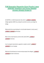PJM Generation Dispatcher Exam Practice Latest &NewLine;2026&sol;2027 Questions and Correct Detailed &NewLine;Answers Already Graded A&plus; 