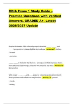 DBIA Exam 1 Study Guide &ndash; &NewLine;Practice Questions with Verified &NewLine;Answers&period; GRADED A&plus;&period; Latest &NewLine;2026&sol;2027 Update 