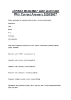 Certified Medication Aide Study Guide Chapters &NewLine;5-6 Questions With Correct Answers 