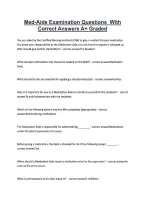 Med-Aide Examination Questions  With &NewLine;Correct Answers A&plus; Graded 