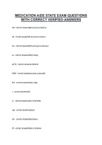 Medication Aide State Exam Questions &NewLine;With Correct Verified Answers 