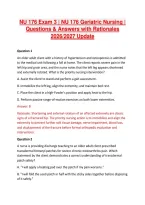 NU 176 Exam 3 &vert; NU 176 Geriatric Nursing &vert; &NewLine;Questions & Answers with Rationales &NewLine;2026&sol;2027 Update