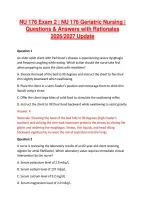 NU 176 Exam 2 &vert; NU 176 Geriatric Nursing &vert; &NewLine;Questions & Answers with Rationales &NewLine;2026&sol;2027 Update