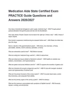 Medication Aide State Certified Exam PRACTICE Guide Questions and Answers 2026&sol;2027&NewLine;