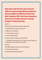 Dbia Exam And Practice Exam Newest &NewLine;2026 Test Bank&vert; Design-Build Institute Of &NewLine;America &lpar;Dbia&rpar; Certification Exam Prep &NewLine;With Complete 200&plus; Real Exam Questions &NewLine;And Correct Verified Answers&sol; Already &NewLine;Graded A&plus; &lpar;Most Recent&excl;&excl;&rpar; 
