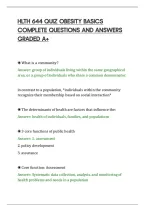 Hlth 644 Quiz Obesity Basics&NewLine;Complete Questions And Answers&NewLine;Graded A&plus;