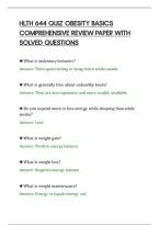 Hlth 644 Quiz Obesity Basics&NewLine;Comprehensive Review Paper With&NewLine;Solved Questions
