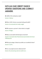 Hlth 644 Quiz Obesity Basics&NewLine;Updated Questions And Correct&NewLine;Answers