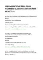 Hmx Immunology Final Exam&NewLine;Complete Questions And Answers&NewLine;Graded A&plus;