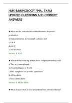 Hmx Immunology Final Exam&NewLine;Updated Questions And Correct&NewLine;Answers