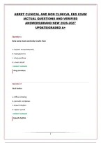 Abret Clinical And Non Clinical Eeg Exam &vert;Actual Questions And Verified Answers&vert;Brand New 2026-2027 Update&vert;Graded A&plus;