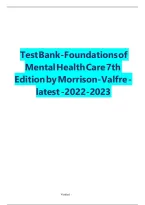 Test Bank For Foundations Of Mental Health Care 6Th Edition By Morrison Valfre&NewLine;