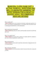 Municipal Clerk Exam Chpt 4 &NewLine;Actual Exam All Questions And &NewLine;Well Elaborated Answers Top &NewLine;Rated Version For Already A&plus; &NewLine;Graded Highly Recommended &NewLine;&vert;New And Revised 