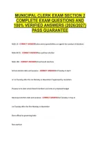 Municipal Clerk Exam Section 2  &NewLine;Complete Exam Questions And &NewLine;100&percnt; Verified Answers &lpar;2026&sol;2027&rpar; &NewLine;Pass Guarantee 