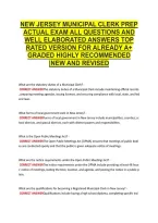 New Jersey Municipal Clerk Prep &NewLine;Actual Exam All Questions And &NewLine;Well Elaborated Answers Top &NewLine;Rated Version For Already A&plus; &NewLine;Graded Highly Recommended &NewLine;&vert;New And Revised 
