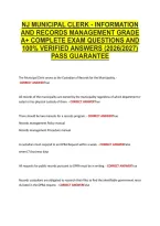 Nj Municipal Clerk - Information &NewLine;And Records Management Grade &NewLine;A&plus; Complete Exam Questions And &NewLine;100&percnt; Verified Answers &lpar;2026&sol;2027&rpar; &NewLine;Pass Guarantee 