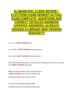 Nj Municipal Clerk Review &ndash; &NewLine;Elections Exam Newest Actual &NewLine;Exam Complete  Questions And &NewLine;Correct Detailed Answers &NewLine;&lpar;Verified Answers&rpar; &vert;Already &NewLine;Graded A&plus;&vert;&vert;Brand New Version &NewLine;2026&sol;2027&excl;&excl;&excl; 