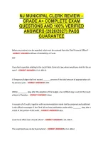 Nj Municipal Clerk Review &ndash; &NewLine;Grade A&plus; Complete Exam &NewLine;Questions And 100&percnt; Verified &NewLine;Answers &lpar;2026&sol;2027&rpar; Pass &NewLine;Guarantee 