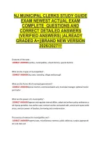 Nj Municipal Clerks Study Guide &NewLine;Exam Newest Actual Exam &NewLine;Complete  Questions And &NewLine;Correct Detailed Answers &NewLine;&lpar;Verified Answers&rpar; &vert;Already &NewLine;Graded A&plus;&vert;&vert;Brand New Version &NewLine;2026&sol;2027&excl;&excl;&excl; 