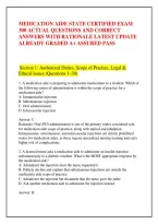 Medication Aide State Certified Exam 300 Actual Questions And Correct Answers With Rationale Latest Update Already Graded A&plus; Assured Pass&NewLine;&NewLine;