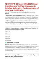 FDNY COF P-98 Exam 2026&sol;2027 &vert; Exam Questions and Verified Answers with Detailed Rationales &vert; Fire Department of New York Certification