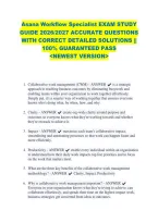 Asana Workflow Specialist Exam Study &NewLine;Guide 2026&sol;2027 Accurate Questions &NewLine;With Correct Detailed Solutions &vert;&vert; &NewLine;100&percnt; Guaranteed Pass &NewLine;<Newest Version> 