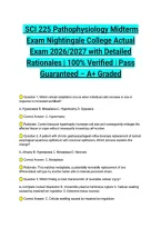 SCI 225 Pathophysiology Midterm Exam Nightingale College Actual Exam 2026&sol;2027 with Detailed Rationales &vert; 100&percnt; Verified &vert; Pass Guaranteed &ndash; A&plus; Graded