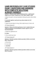 Uams Microbiology Case Studies Exam 1 Questions And Answers With Complete Solutions Already Passed&excl;&excl;&excl;