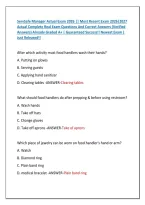ServSafe Manager Actual Exam 2026 &vert;&vert; Most Recent Exam 2026&vert;2027 &NewLine;Actual Complete Real Exam Questions And Correct Answers &lpar;Verified &NewLine;Answers&rpar; Already Graded A&plus; &vert; Guaranteed Success&excl;&excl; Newest Exam &vert; &NewLine;Just Released&excl;&excl; 