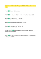 Philippine Laws on Healthcare Waste Management&colon; RA 4226 to PD 856 questions and solution &NewLine;A&plus; grade