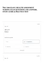 NSG 3160 Exam 2 Health Assessment  Nursing Exam Questions and Answers&comma; Study Guide & Practice Test