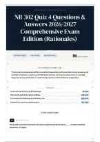 NR 302 Quiz 4 Questions & Answers 2026&sol;2027 Comprehensive Exam Edition &lpar;Rationales&rpar;