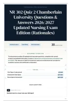 NR 302 Quiz 2 Chamberlain University Questions & Answers 2026&sol;2027 Updated Nursing Exam Edition &lpar;Rationales&rpar;
