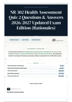 NR 302 Health Assessment Quiz 2 Questions & Answers 2026&sol;2027 Updated Exam Edition &lpar;Rationales&rpar;
