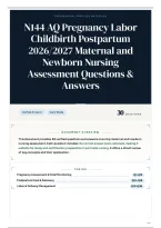 N144 AQ Pregnancy Labor Childbirth Postpartum 2026&sol;2027 Maternal and Newborn Nursing Assessment Questions & Answers