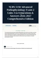 NURS 5350 Advanced Pathophysiology Exam 2 Units 5 to 8 Questions & Answers 2026&sol;2027 Comprehensive Edition