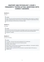 Anatomy And Physiology 1 Exam 1&NewLine;Frequently Tested Actual Questions With&NewLine;Correct Answers